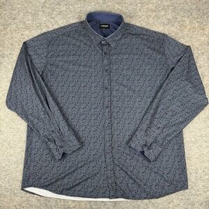 DUCHAMP London Button Up Shirt Long Sleeve Blue Paisley Mens 2XL XXL